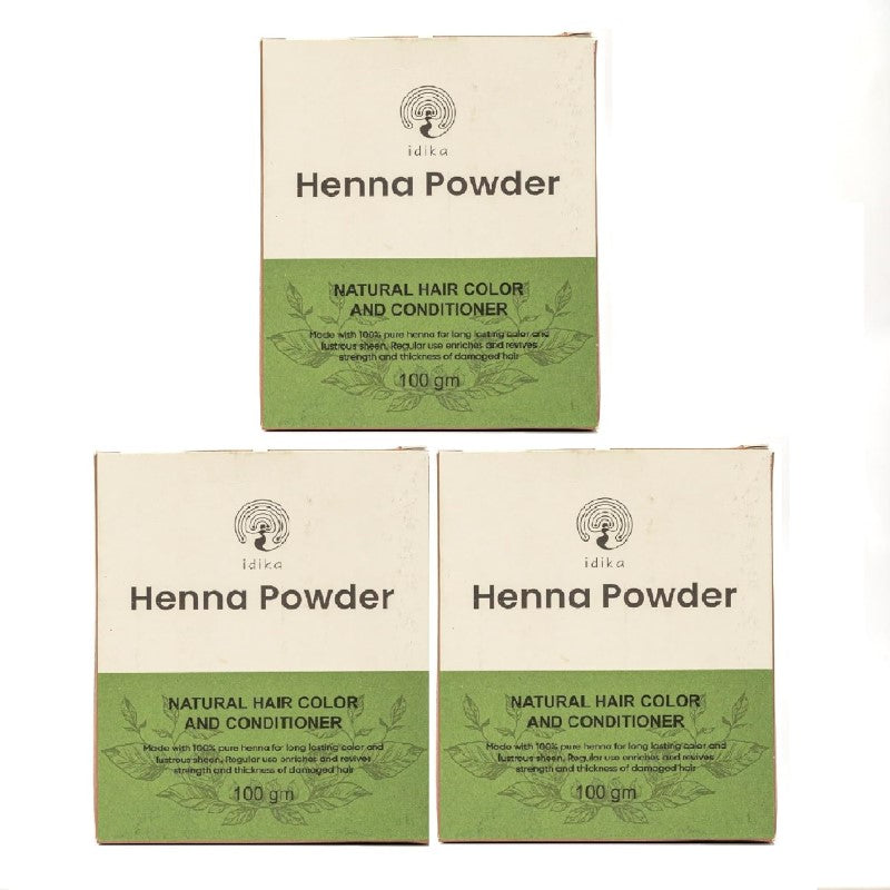 Natural Henna Powder for Hair | 100% Natural & Herbal Solution for Grey Hair | Chemical-Free Mehandi Hair Dye & Color Solution for Men & Women | 100gm, Pack of 3