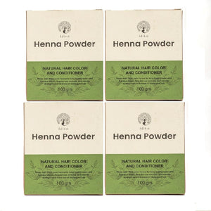 Idika Henna Powder For Hair | Premium 100% Natural & Herbal Henna Leaves Powder | Organic Hair Coloring Solution For Grey Hairs | Women & Men | Chemical-Free Mehandi Powder | Pack Of 4