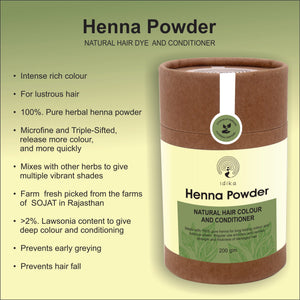 Natural Henna Powder for Hair | 100% Natural &Herbal Solution for Grey Hair | Chemical-Free Mehandi Hair Dye & Color Solution for Men &  Women | 100gm, Pack of 1