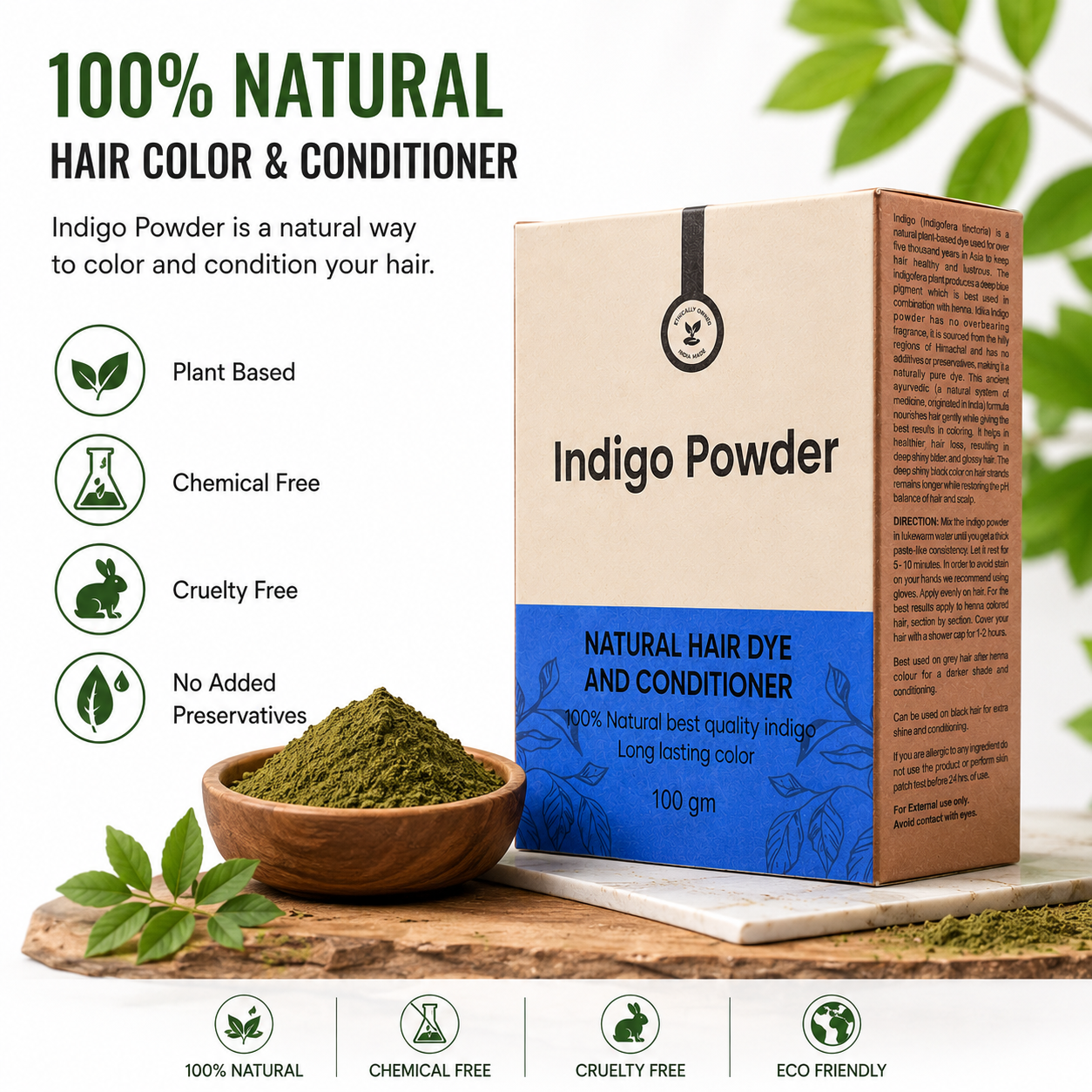Best Indigo Color Powder for Hair | A Natural Coloring Solution for Men and Women | Pack of 1