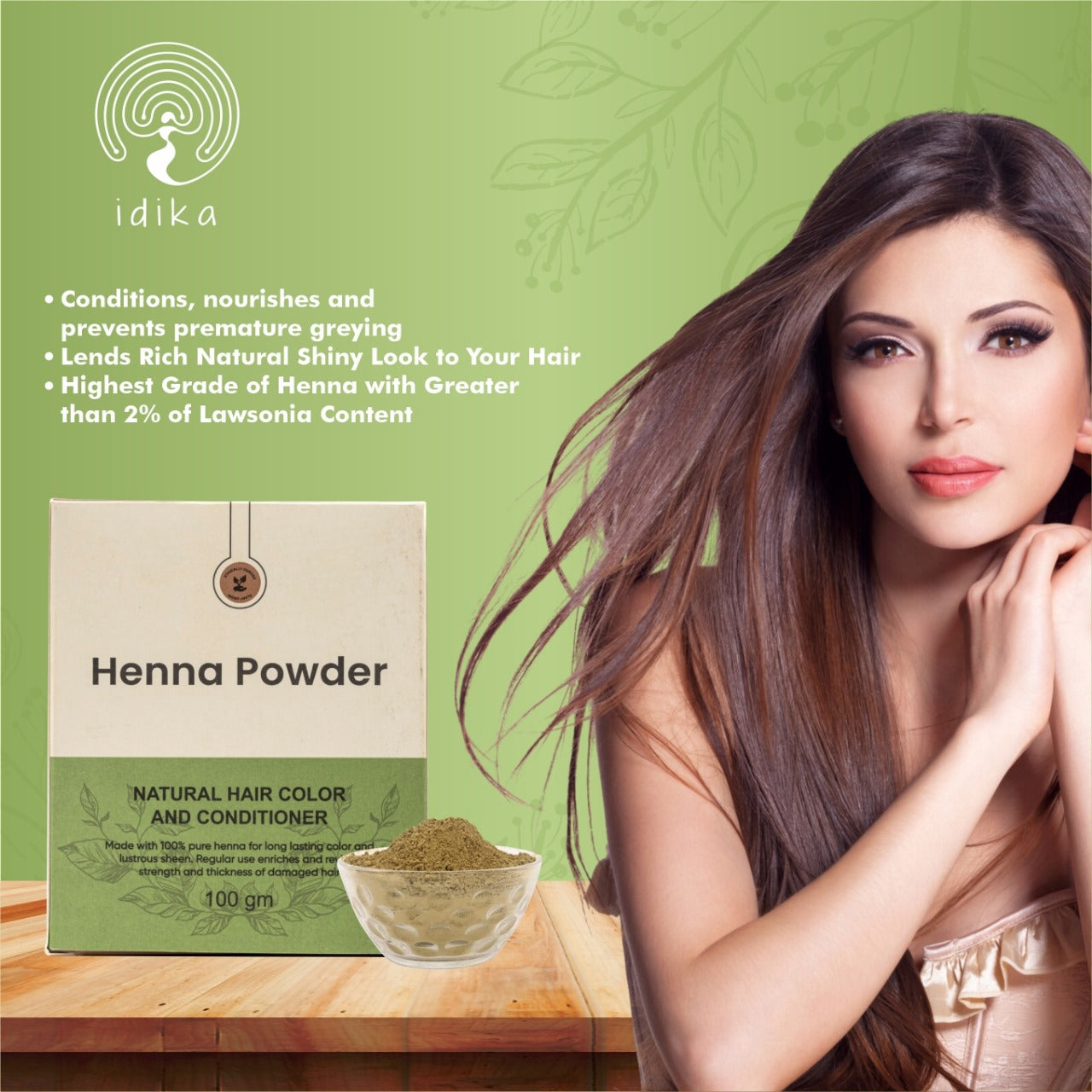 Natural Henna Powder for Hair | 100% Natural & Herbal Solution for Grey Hair | Chemical-Free Mehandi Hair Dye & Color Solution for Men & Women | 100gm, Pack of 1