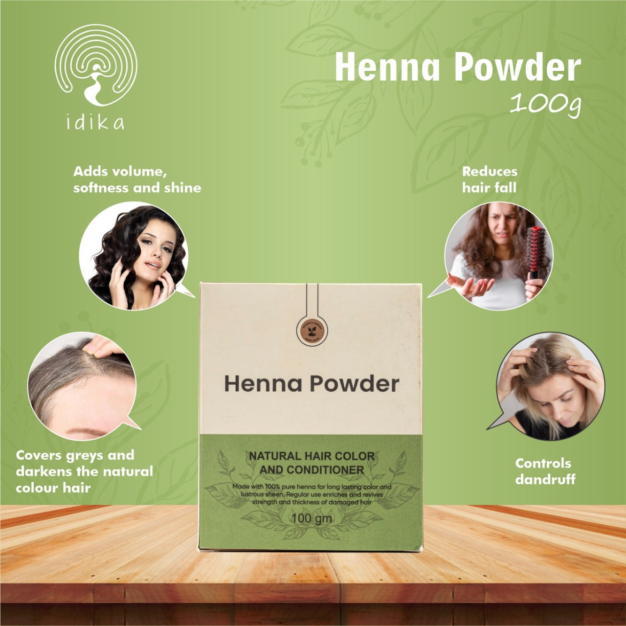 Natural Henna Powder for Hair | 100% Natural & Herbal Solution for Grey Hair | Chemical-Free Mehandi Hair Dye & Color Solution for Men & Women | 100gm, Pack of 1