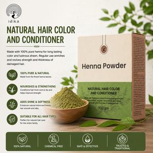 IDIKA Natural Henna Powder for Hair | Chemical-Free Mehandi | Pack of 4